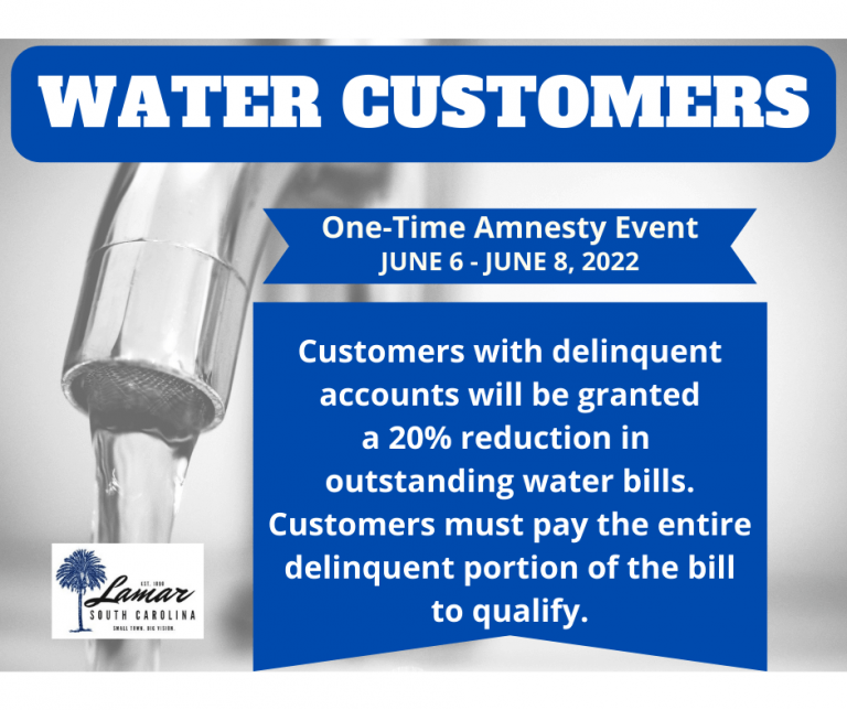 Water Customers Amnesty Week Town of Lamar